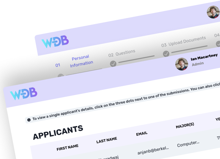 Screenshot of Application Portal